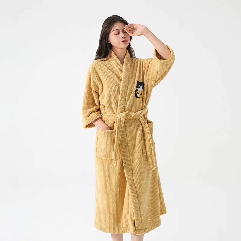 Women's coral fleece bathrobe, soft, absorbent, non-lanugineo, comfortable for home and hotel