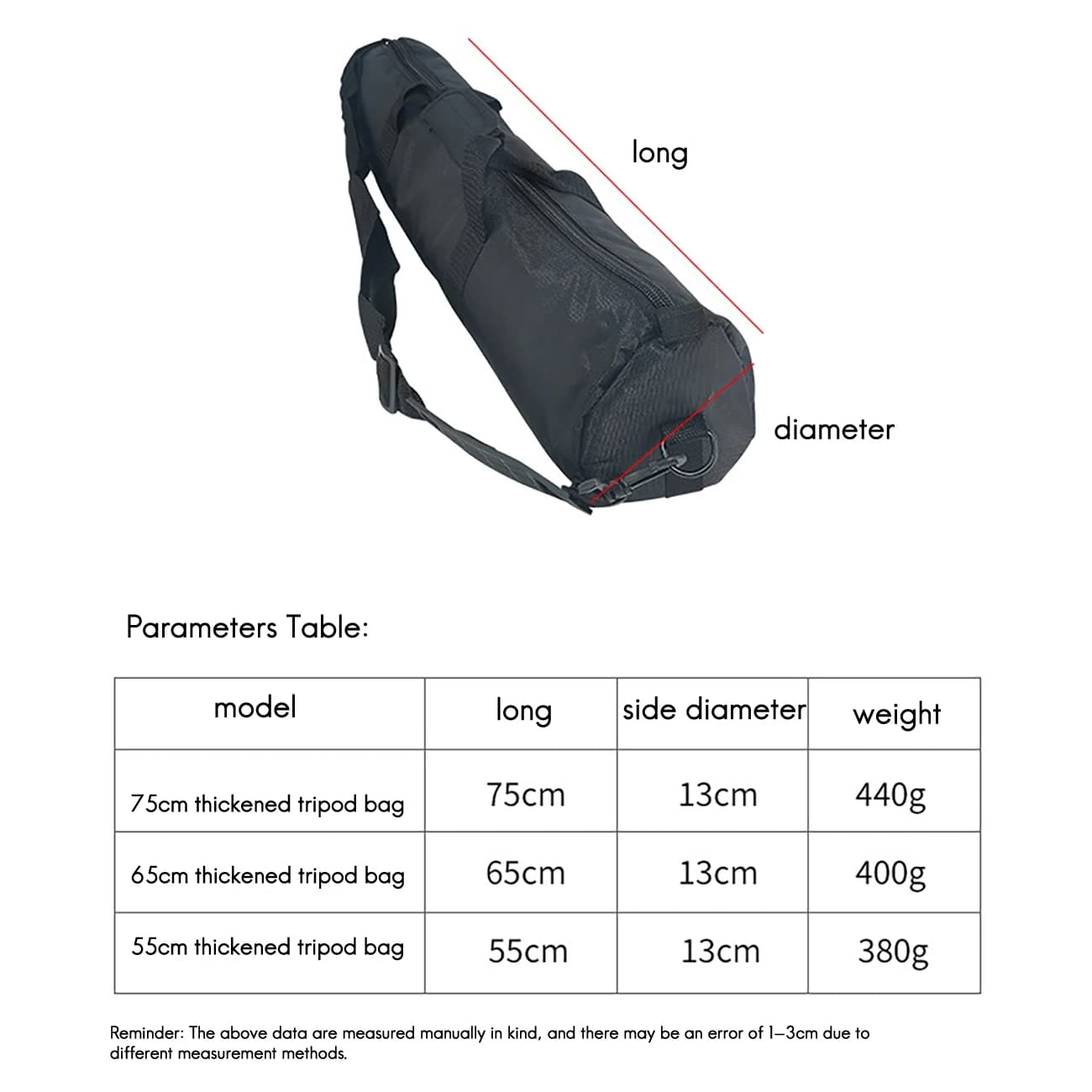 Borsa per treppiede ben realizzata Borsa per fotocamera Bagtravel Borsa per foto portatile con supporto per luce a tracolla