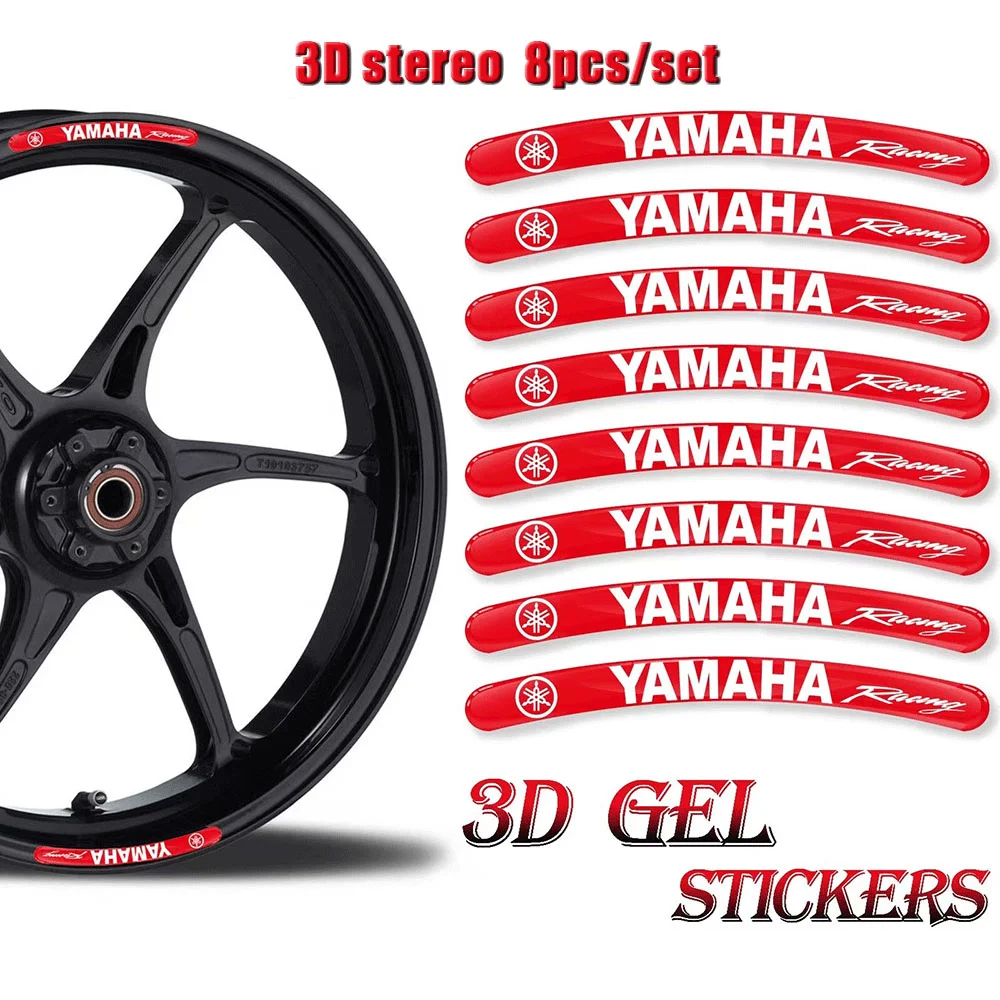 Set di 8 Adesivi 3D in Gel per Cerchioni Moto, Impermeabili, Decorazioni Stereo per Accessori Bici