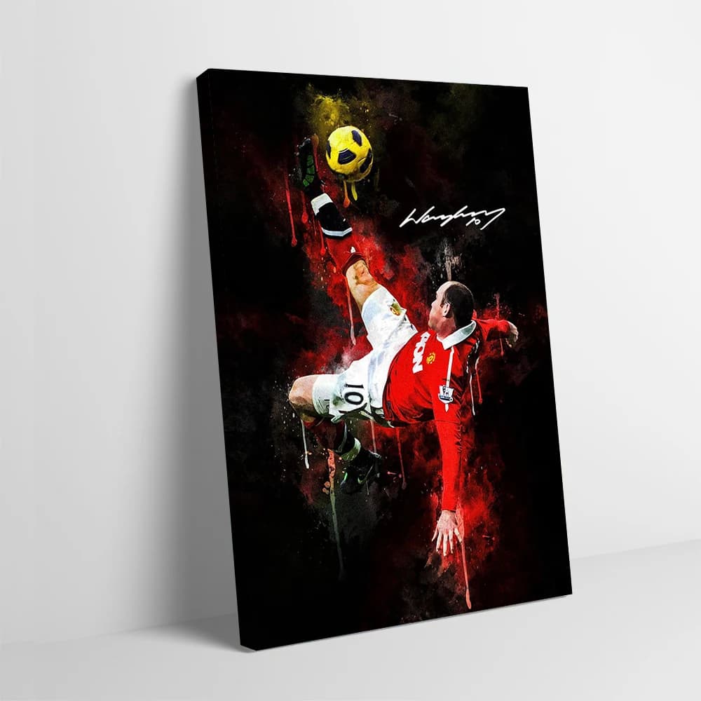Wayne Rooney Bicycle Kick Art Poster Customizable Printed Canvas Painting for Pictures Wall Art Wand Deko Decoration Home Room