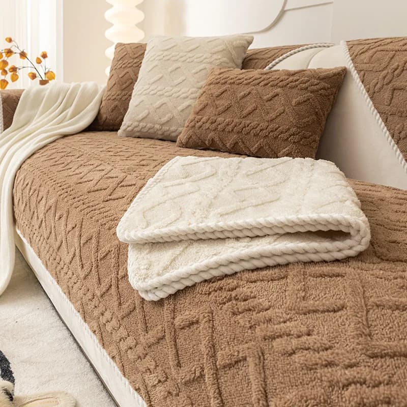 Covered sofa cover Solid color plush Jacquard Housse Canape dangle covered decorations for the house cover in fleece for the warm winter