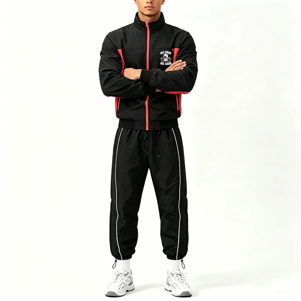 Men's 2 Piece Tracksuit Set Lifting Fitness Duck Print Color Block Zip Up Jacket Side Stripe Drawstring Pants Casual Sportswear
