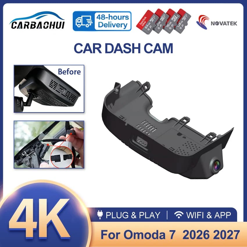 For omoda 7 E7 2026 2027 omoda7, 4K Dash Cam Front and Rear Car DVR Camera Plug and Play Wifi Video Recorder