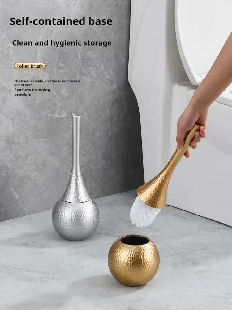 Set di spazzole per WC in plastica di lusso color oro, con setole morbide in nylon sostituibili, manico lungo, per accessori da bagno e strumenti per la pulizia del WC.