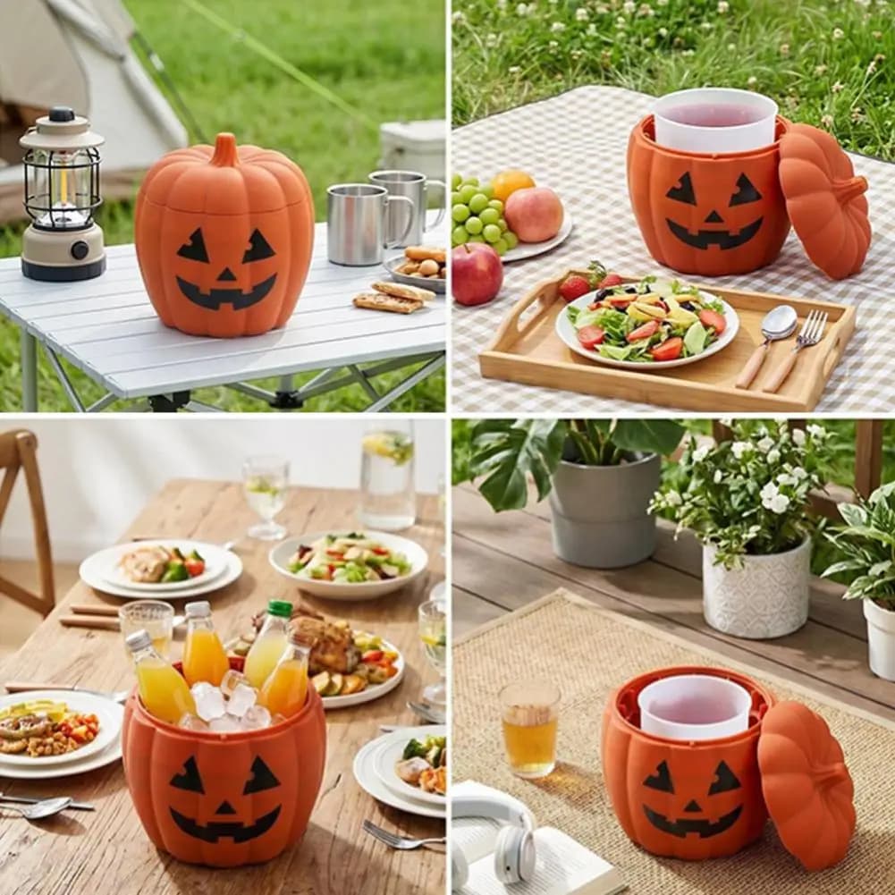 Quick Release Ice Mold Silicone Ice Cube Mold Halloween Ice Bucket Mold with Drain Basket Pumpkin Ghost Silicone Tray for Party