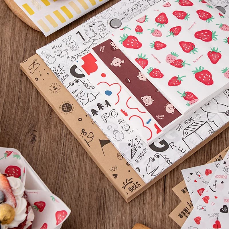 25 pezzi di carta pergamena per cibo, carta oleata per la decorazione di imballaggi alimentari, fodere per cestini di cartoni animati, fogli da forno