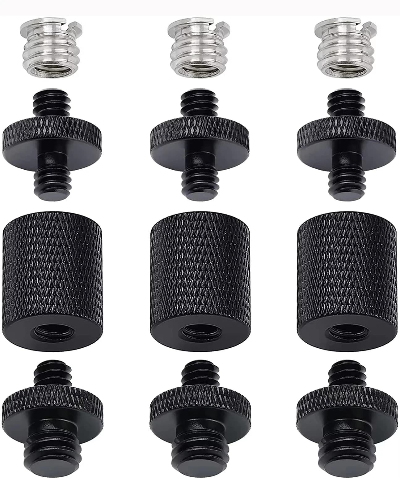 Adattatore per supporto per luce da 12 pezzi 1/4 "3/8", convertitore adattatore per vite per treppiede per fotocamera DSLR, impianto di spalla, supporto per luce flash, 1/4