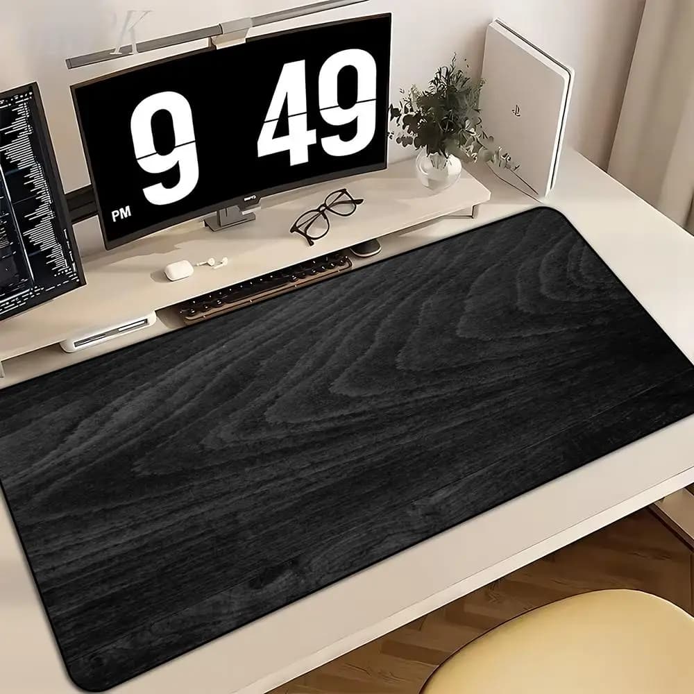 Large XXL Gaming Mouse Pad Desk Mat Keyboard Pad Dark Black Wood Grain Texture Print Non Slip Rubber Base Simple Big Mousepads