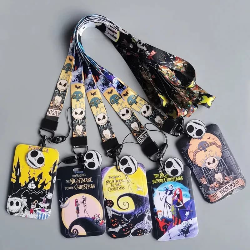 Disney Nightmare Before Christmas Lanyard Key ID Credit Card Cover Pass Mobile Phone Charm Neck Straps Badge Holder