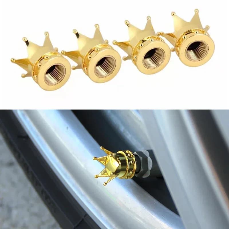 4 Pz/set Forma Della Corona Auto Pneumatico Valvola Dell'aria Tappi Stelo Auto Ruota Stelo Valvola Dell'aria Coperture Antipolvere Auto Camion Moto Bici Tappi Antipolvere