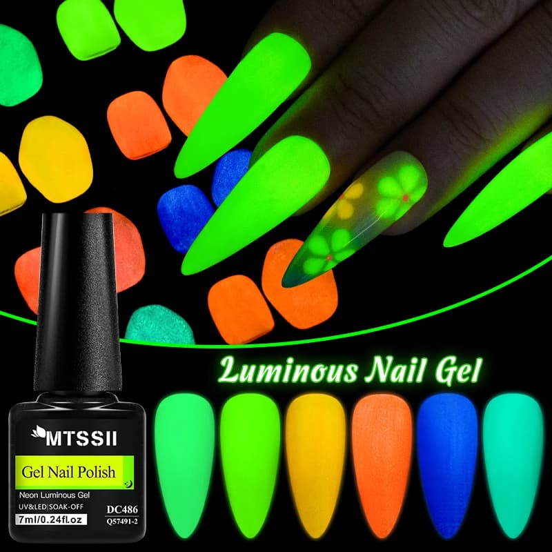 Smalto per unghie gel fluorescente che si illumina al buio da 7 ml Smalto gel luminoso al neon Unghie estive Semi permanente Soak Off Nail Art Vernice UV