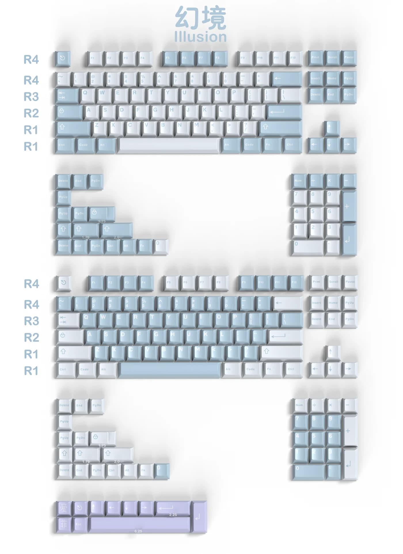 253 tasti/set Aifei Icon GMK Illusion Copritasti ABS Double Shot Copritasti Cherry Profilo Keycap per 61 64 68 84 87 96 980 104