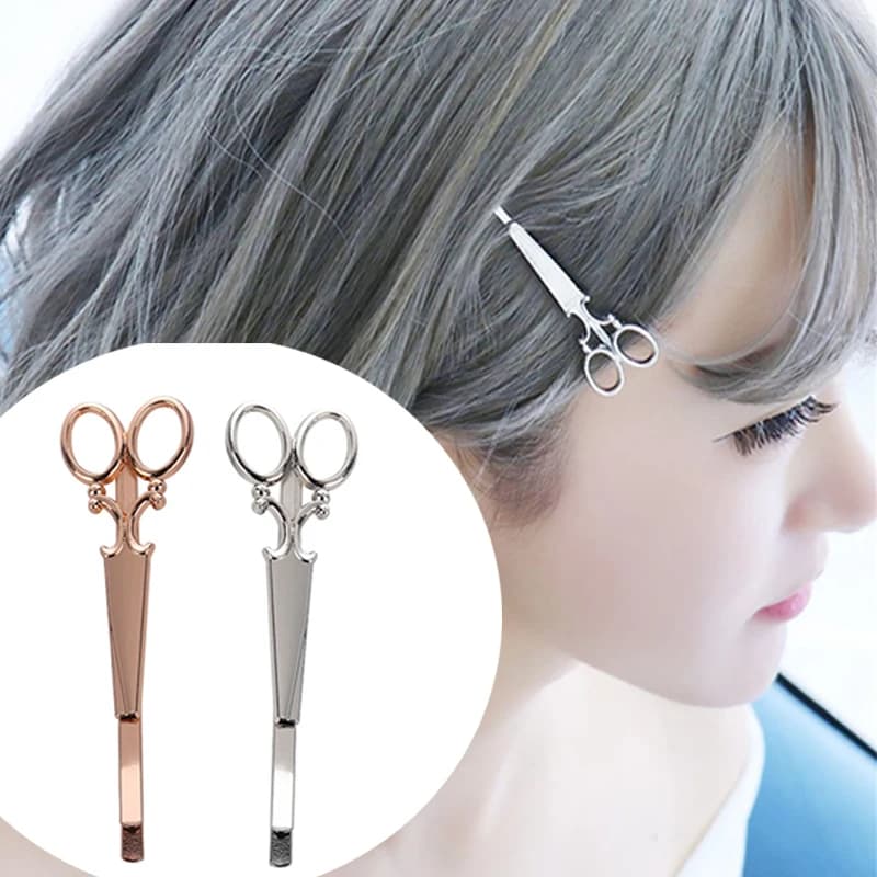 Fermaglio per Capelli a Forma di Forbici in Oro e Argento, Creativo, per Donne e Ragazze, Delicato Fermaglio in Metallo, Accessorio Moda per Capelli