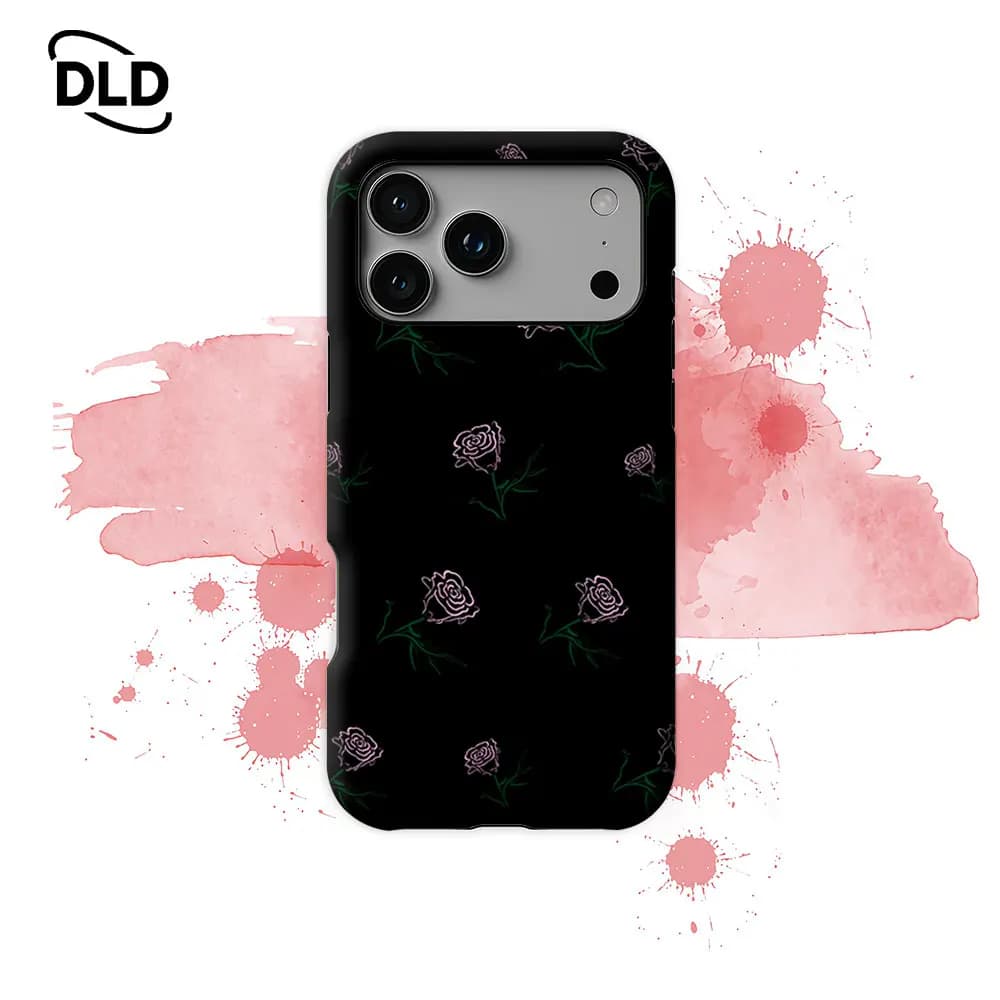 Pink Rose Outline Phone Case For Magnetic Phone Case for IPhone 17 16 15 14 13 Pro Max Plus Single Double-layer tough Case