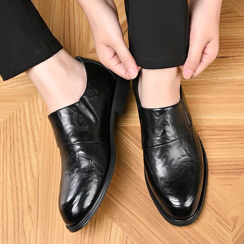 Men's Business Casual Leather Shoes Retro elegant minimalist style Party or work office Black brown classic adult versatile