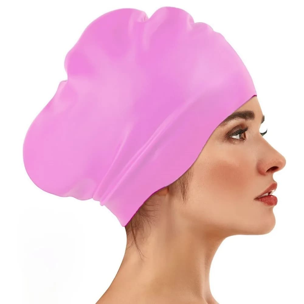 Elastic Silicone Swim Headgear Thicken Design Solid Color Waterproof Swim Cap Professional Sunscreen Snorkeling Cap Surfing