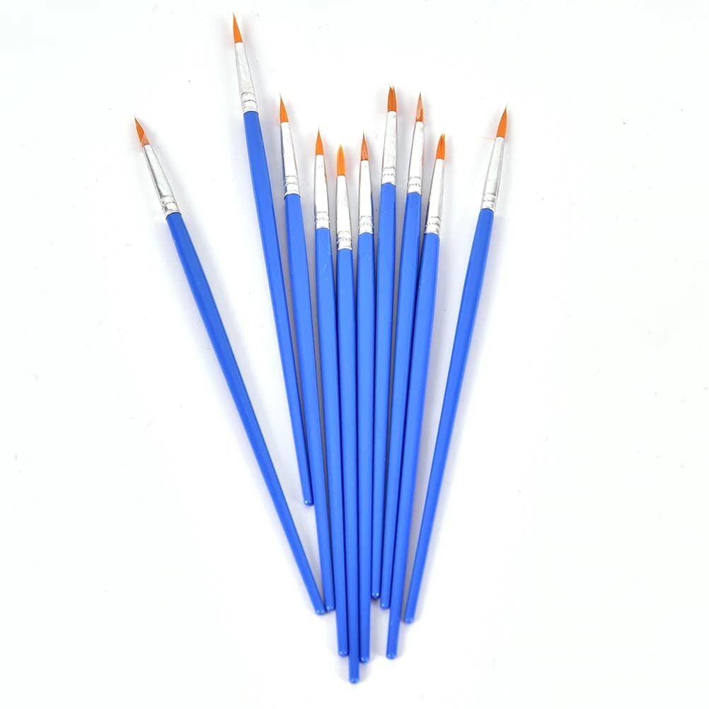 Hot Sale 10Pcs Nylon Hair Artist Paint Brush Acrylic Watercolor Round Fine Hand Point Tip
