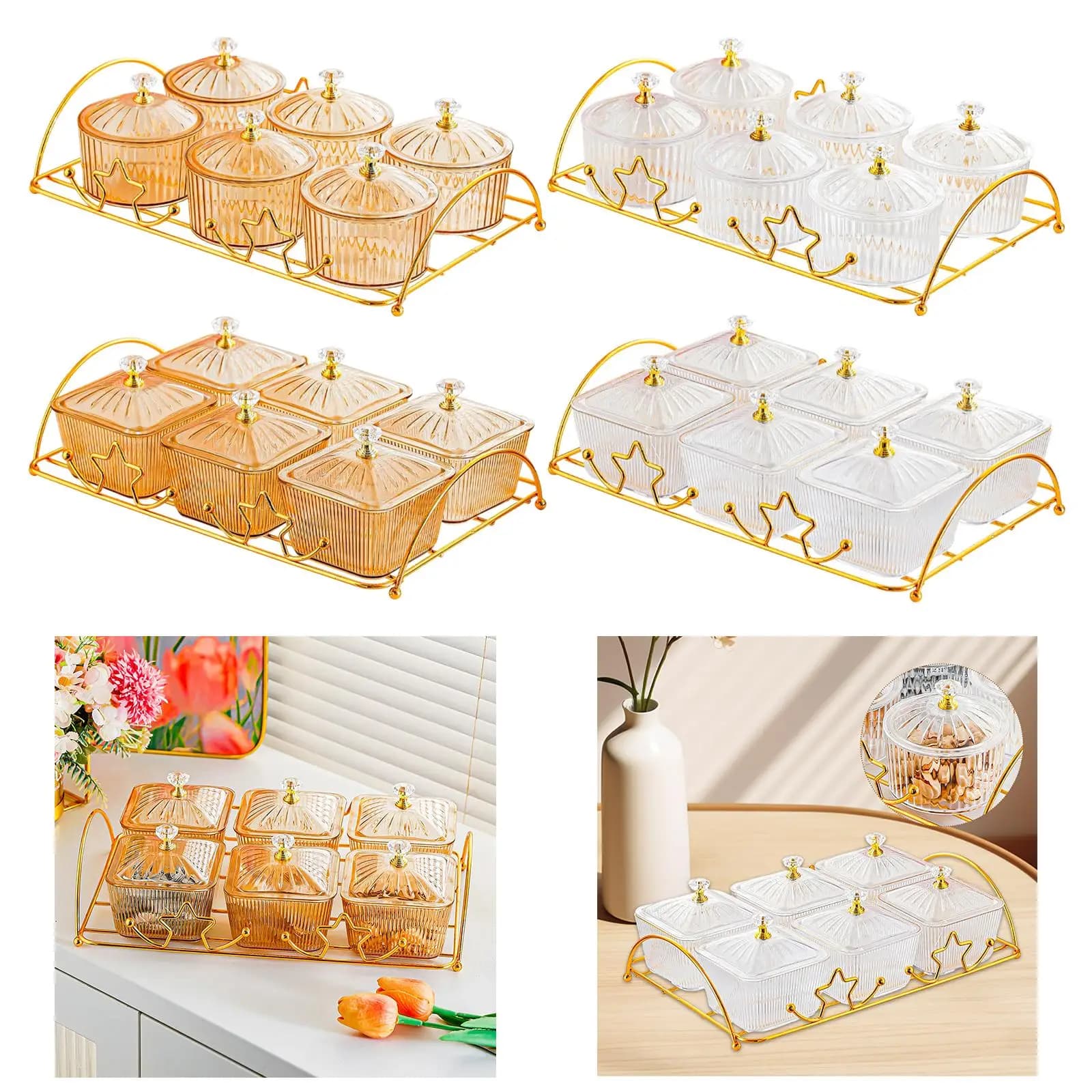 Vassoio per Antipasti con Supporto, Organizzatore Multi-Scomparto per Snack, Frutta Secca, Caramelle e Biscotti per Ufficio e Feste