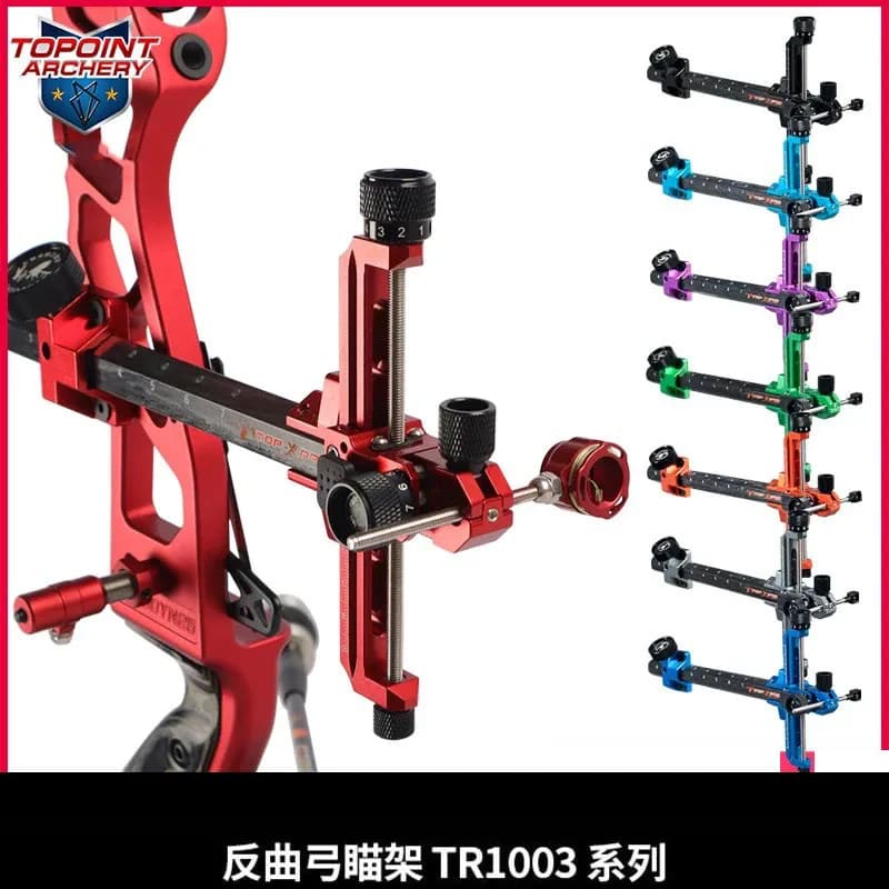 TOPOINT TR1003 Arco ricurvo Sight Pin Telaio in fibra di carbonio Regolabile mano destra/sinistra Bersaglio Tiro con l'arco Tiro Accessori competitivi
