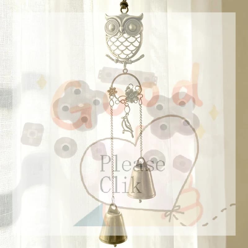 Forest-style Metal Lucky Angel Wings Butterfly Owl Bell Wind Chime, Entryway Door Decoration, Christmas And Thanksgiving Gift