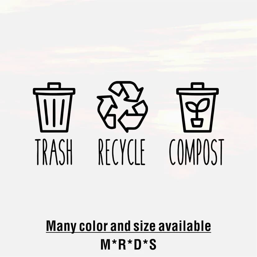 Cestino e riciclare la spazzatura pattumiera pattumiera con ruote adesivo in vinile decalcomanie per Compost fattoria lavanderia dispensa organizzazione della cucina decalcomania