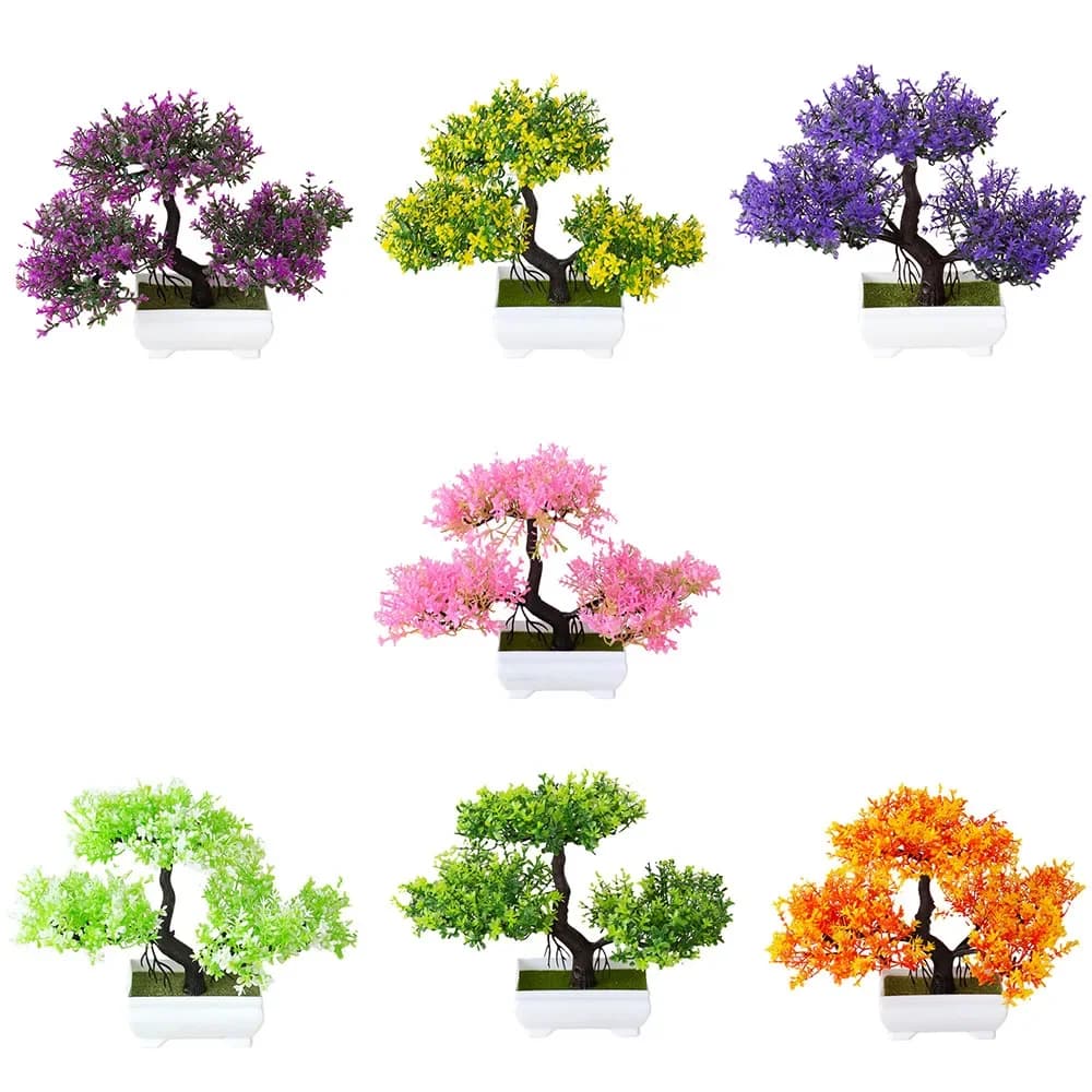 of decorations for artificial plants, potted bonsai, small pots for trees, fake plants, potted Zen garden decorations