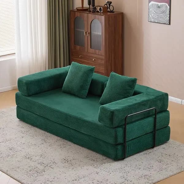 Divano da Terra, Divano Comprimibile, Divano Letto Convertibile con Supporto Lombare e Braccioli, Futon Confortevole