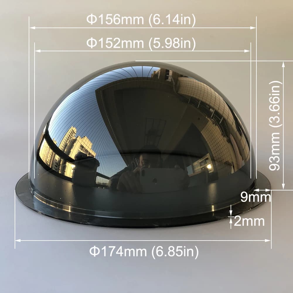 6 pollici 174x93mm esterno impermeabile acrilico telecamera di sorveglianza Dome Housing Cover Security Dome custodia rotonda protettiva