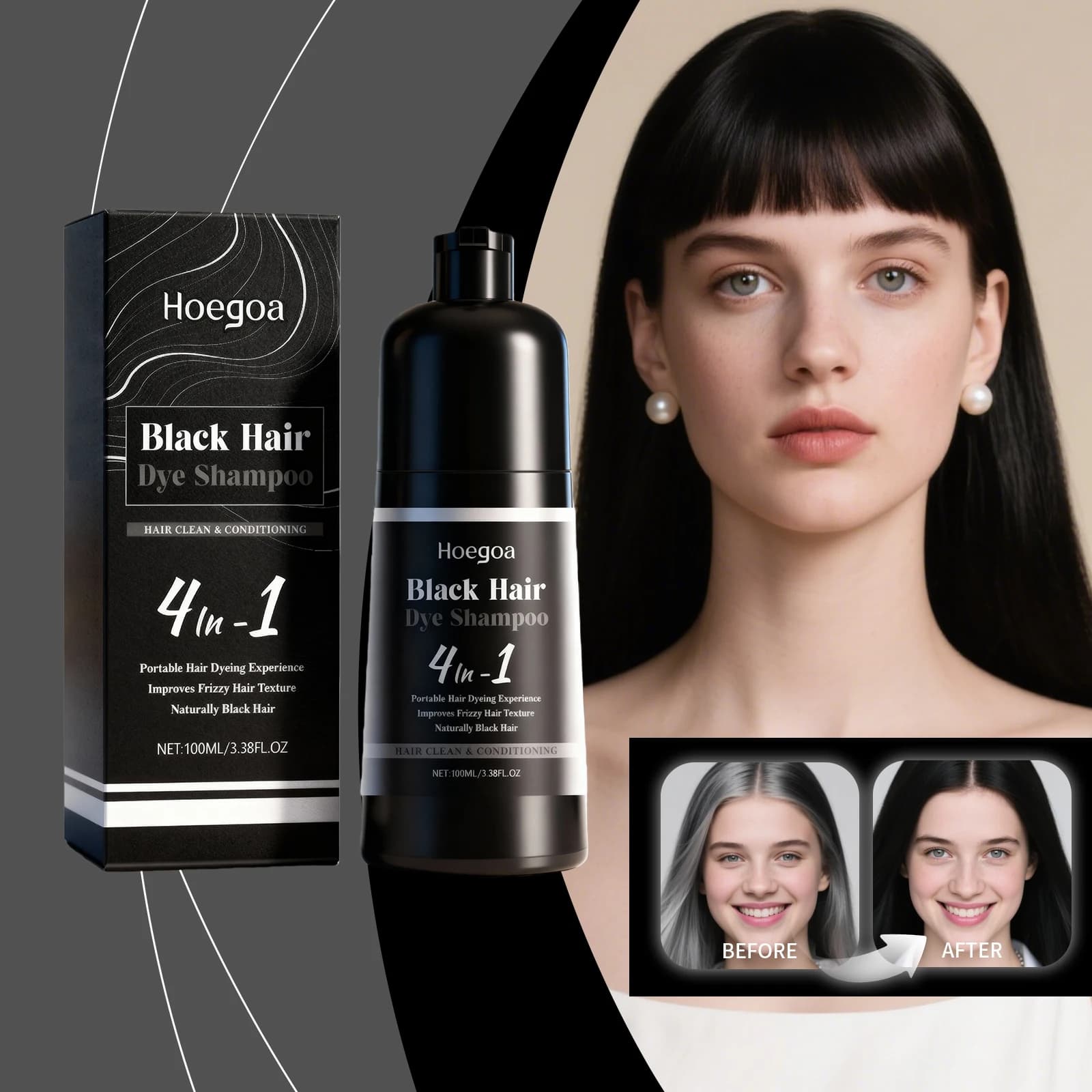 Shampoo for dyes for black hair 4In1 Biotin Hydrate Anti-Flight Oil Control Non-irritating refreshing shampoo for cover WhiteGrigio