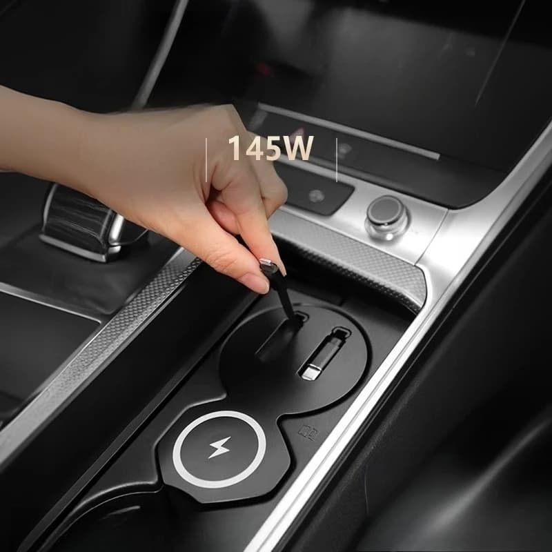 Per Audi A6L/A7A7L 2019-2025 Stazione di aggancio di controllo centrale Caricatore wireless per auto Cavo telescopico Accessori modificati Interni