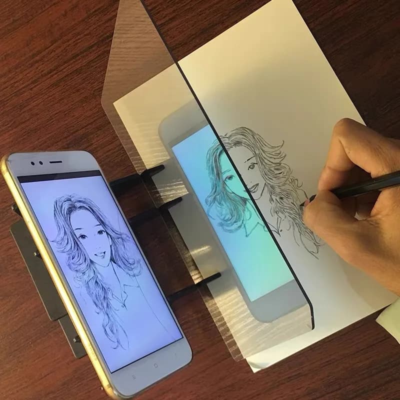 Tavola da Disegno Ottica Portatile con Schermo di Proiezione, Strumento di Apprendimento per Tracciare e Copiare per Tablet e Cellulari