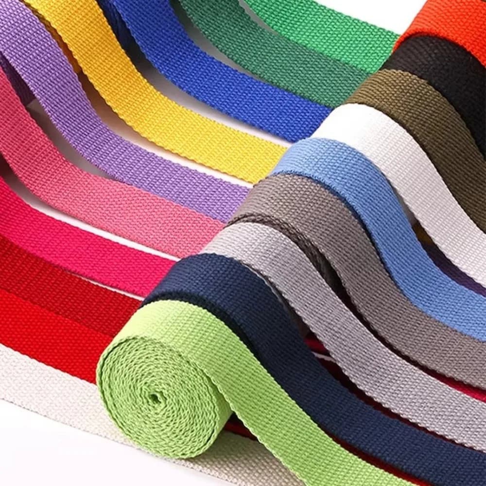 1 Meter Length Cotton Webbings Tape 20mm Width Cotton Material Backpack Label Band 1.3mm Thickness Ribbon Band DIY Sewing Tape