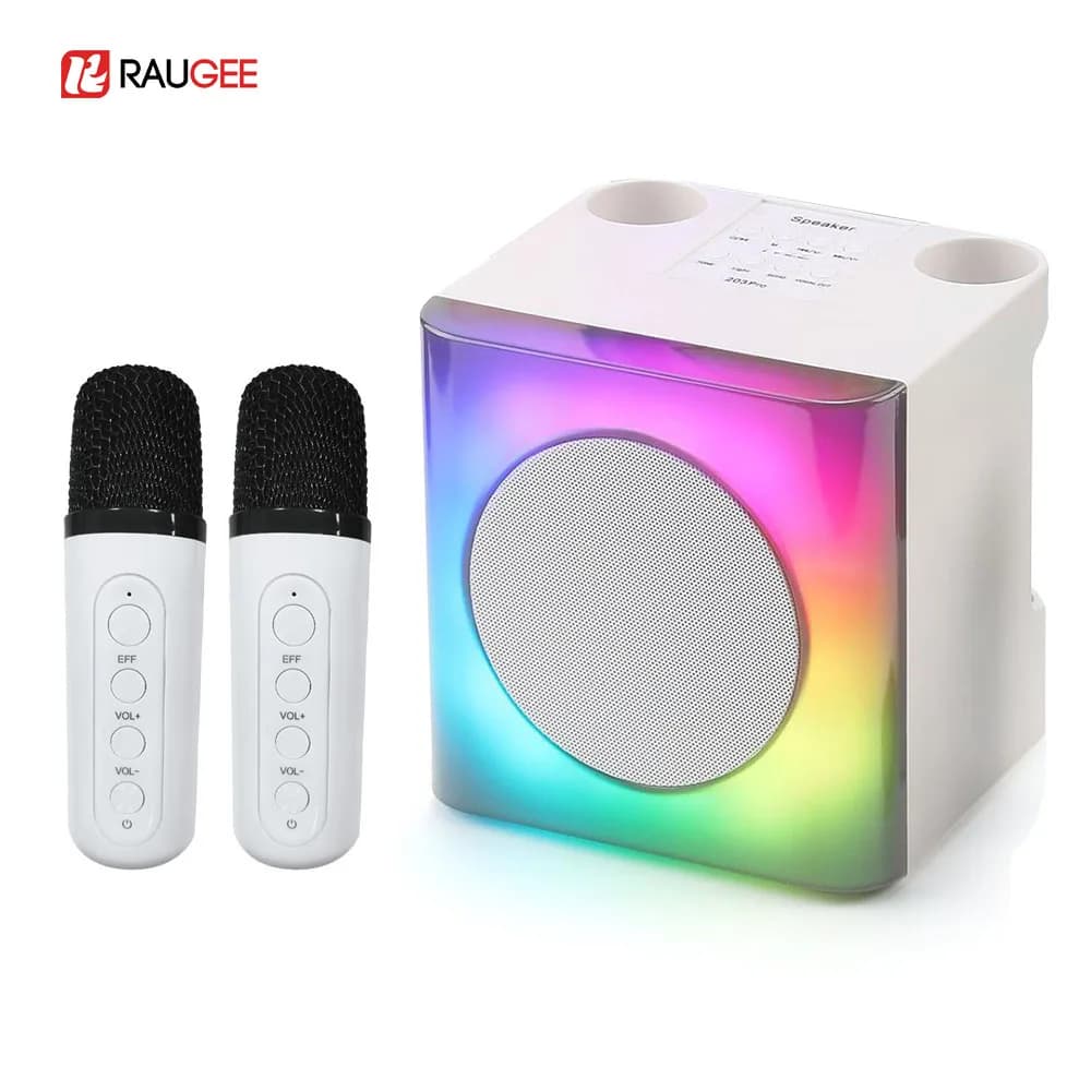 Altoparlante Bluetooth Portatile, Mini Macchina per Karaoke con 2 Microfoni Wireless, Luce LED, Altoparlante Bluetooth per Casa