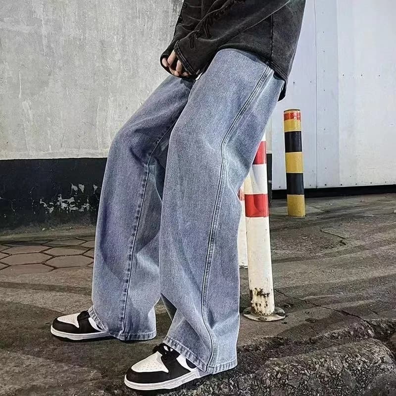 2023New Streetwear Jeans larghi da uomo stile coreano moda pantaloni larghi dritti a gamba larga abbigliamento di marca da uomo nero azzurro