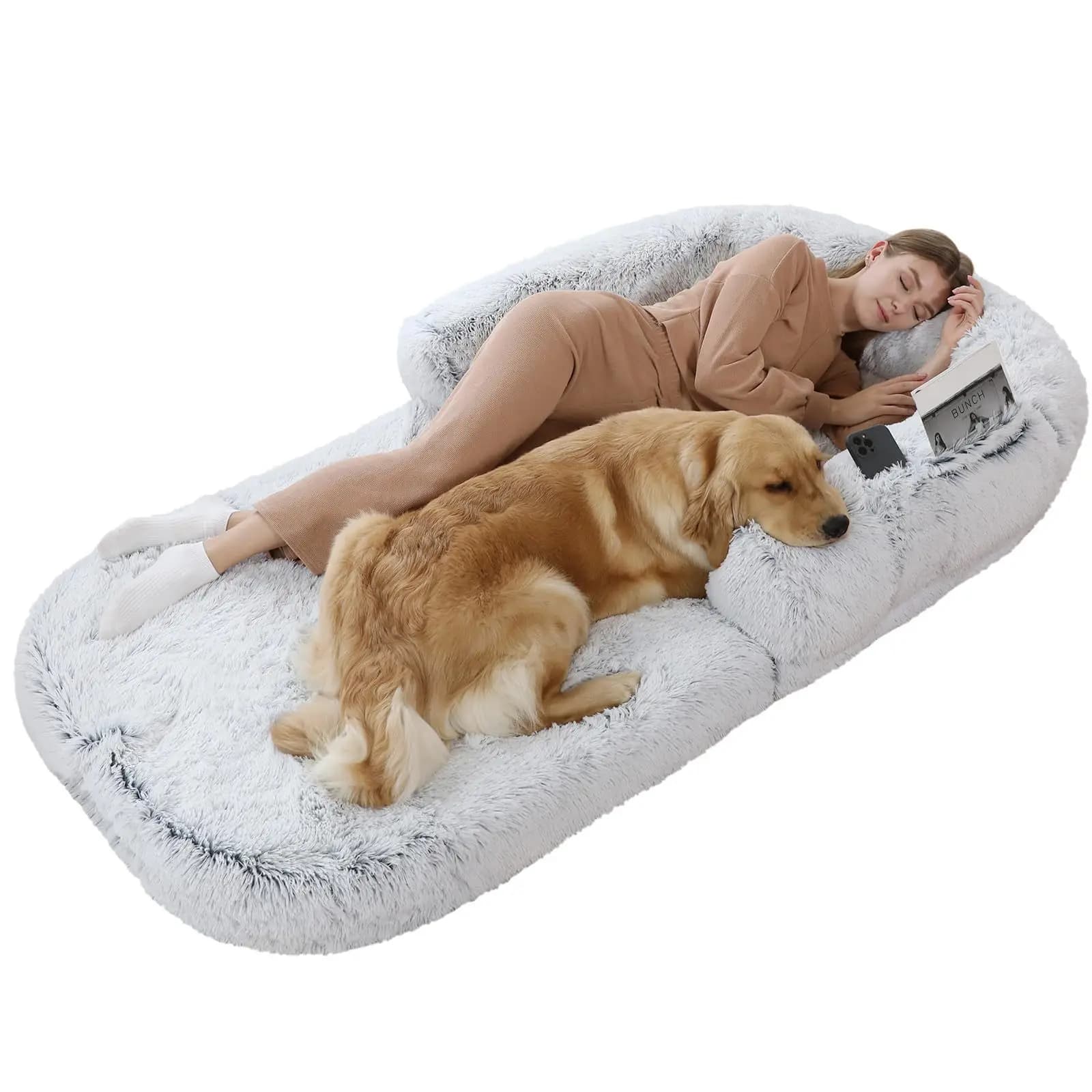 Letto per cani umani pieghevole e lavabile in peluche per persone adulte. Il letto gigante a sacco si adatta a te e animali domestici