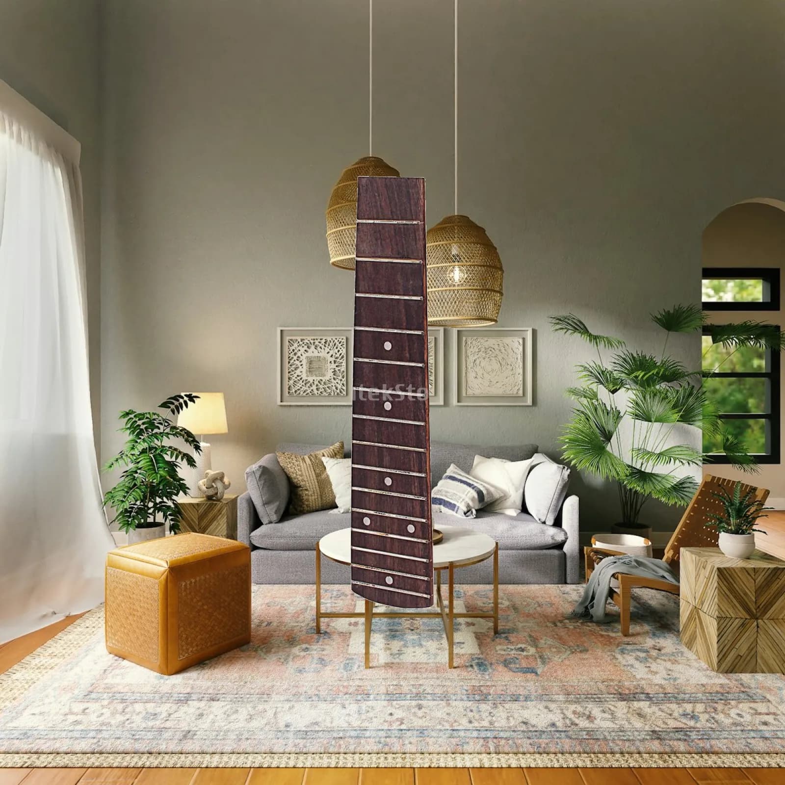Rosewood Uke Fingerboard 15 Fretboard with White Dots Luthier DIY Material for 21 Inch Ukulele Restoration