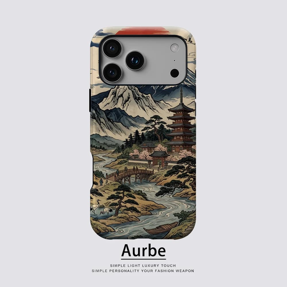 Mount Fuji Pagoda Cranes For Magnetic Phone Case For IPhone 17 16 15 14 13 Pro Max Plus Single Double-Layer Tough Case