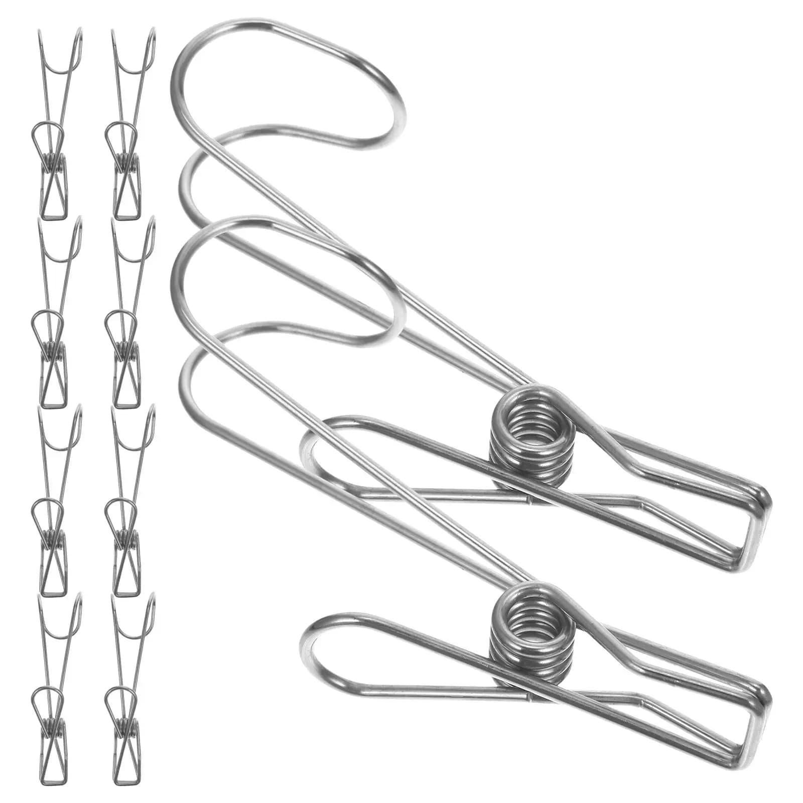 10 Pieces Hooks Multifunction Stainless Steel Hanger for Bathroom, Hooks for Wardrobe, Robust and Adjustable for Trousers and Scarves