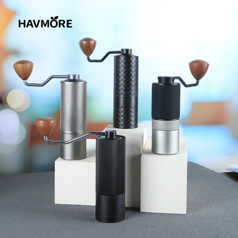 Aggiorna il macinacaffè manuale CNC professionale in acciaio inossidabile con diamante regolabile, macinazione manuale dei chicchi di caffè