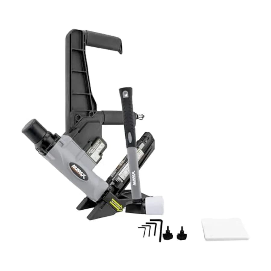 S50LSDH Chiodatrice/Graffatrice Pneumatica 2-in-1 per Pavimenti, Calibro 15.5 e 16, con Doppia Impugnatura da 2 Pollici, Martello per Pavimenti e Interch