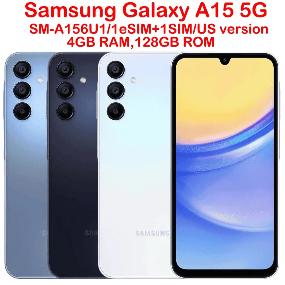 Samsung Galaxy A15 5G A156U1 Smartphone Android, Schermo 6.5 Pollici, NFC, Fotocamera 50MP, Batteria 5000mAh, Ricarica 25W, 90Hz, Versione USA Sbloccata
