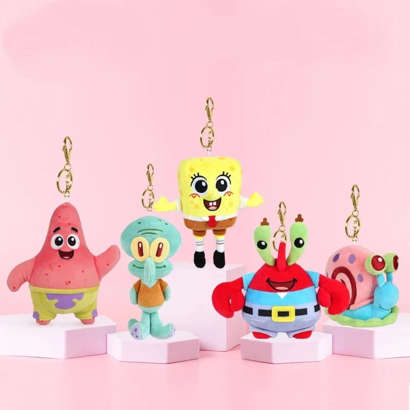 Portachiavi Peluche Kawaii di Spongebob, Patrick Star, Stitch, Gary, Squidward Tentacles, Ciondolo Creativo per Zaino, Regali per Amici
