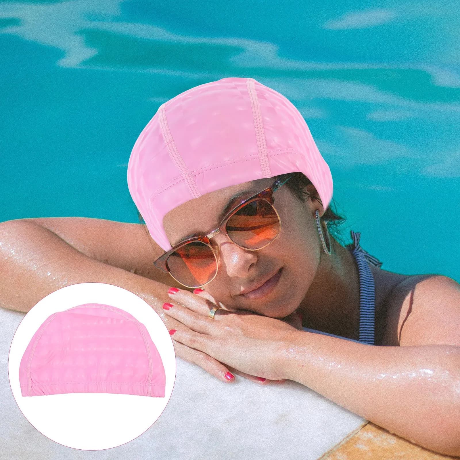Cuffia da Nuoto Elastica Impermeabile per Adulti in PU, per Capelli Lunghi, Protezione Capelli, Unisex, per Nuoto Indoor e Outdoor