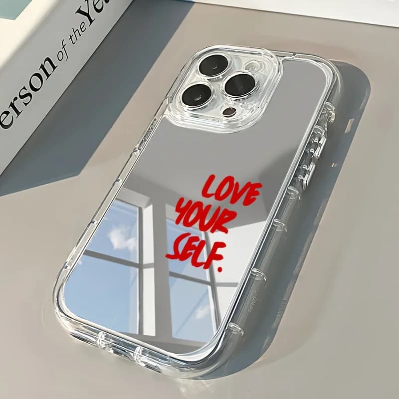 Self-Love Mirror Surface Phone Case For iPhone 17 16 15 Pro Max 14 13 12 11 7 8 Plus X XR XS MAX SE2 Shockproof Soft Cover