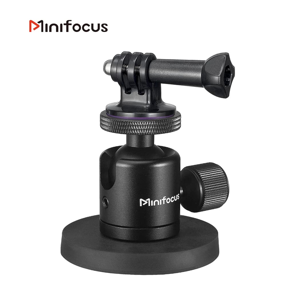 Minifocus C1302 staffa magnetica per supporto di aspirazione per Action Camera con testa a ricircolo di sfere a 1/4 vite 360 ° per Gopro 12 Base Gopro per luce del telefono