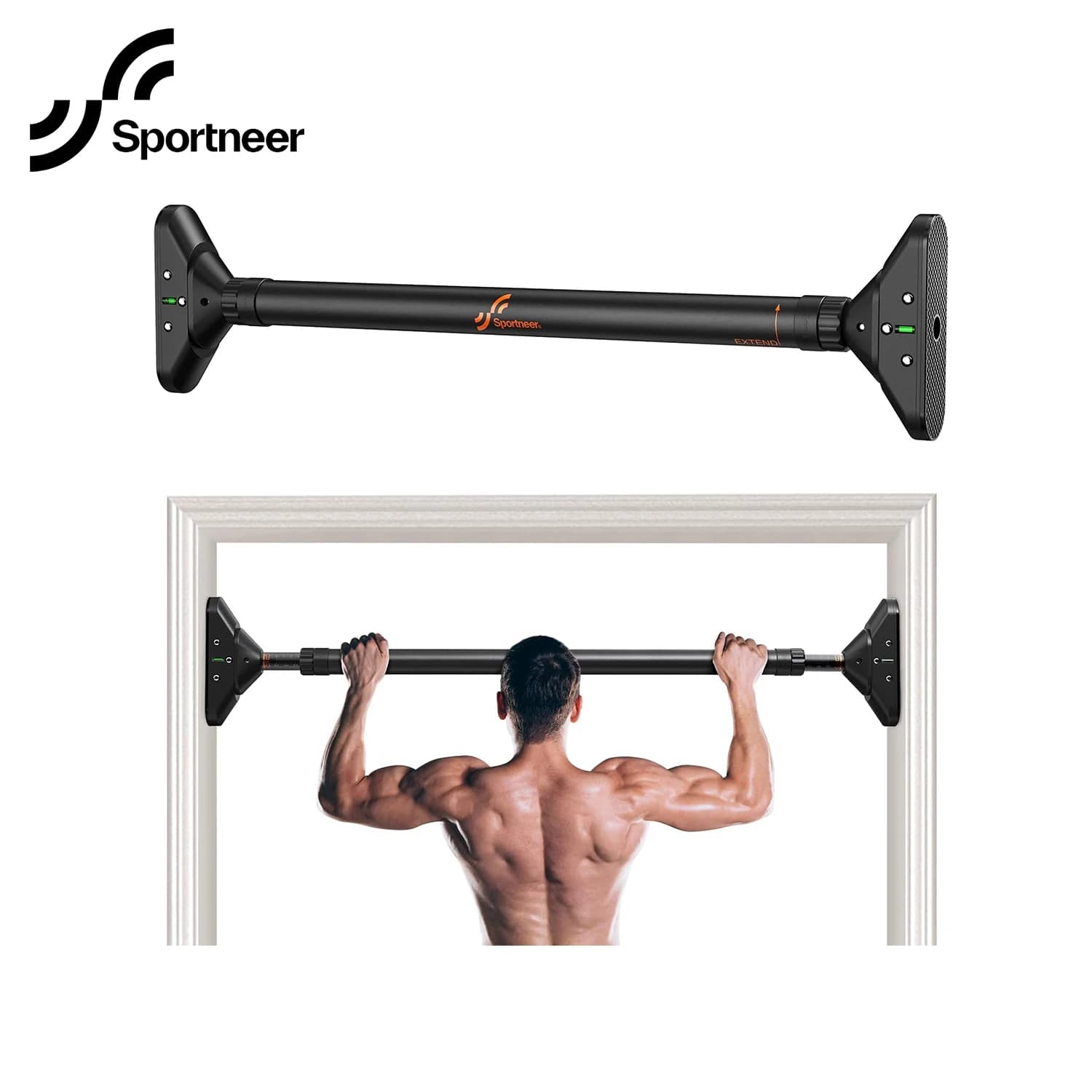 Sportneer Indoor Home Pull Up Bar Width Adjustable Strength Training Chin up Bar without screws Max 440 pounds for fitness exercises