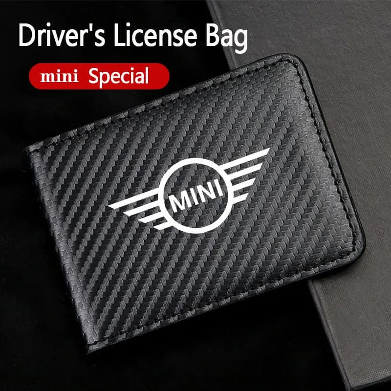 Portafoglio Porta Patente e Documenti Auto con Adesivo per Mini Cooper S R55 R56 R50 R53 R60 F55 Countryman Series