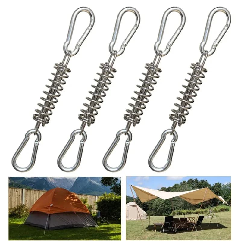 4/6Pcs Tent Wind Rope Tensioner Spring Buckle with Carabiner Adjustable Hook for Camping Awning Canopy Outdoor Fixing Tools