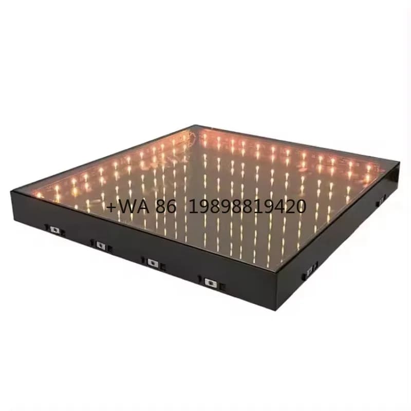 Luci in vetro magnetico 3D specchio pannello pavimento piastrelle display 500x500mm led pista da ballo per palcoscenico di nozze
