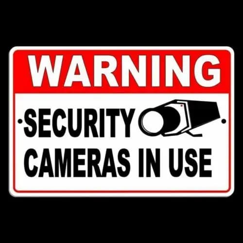 AVVISO Telecamere di sicurezza in funzionamento - Cartello in metallo per monitor di sorveglianza S041